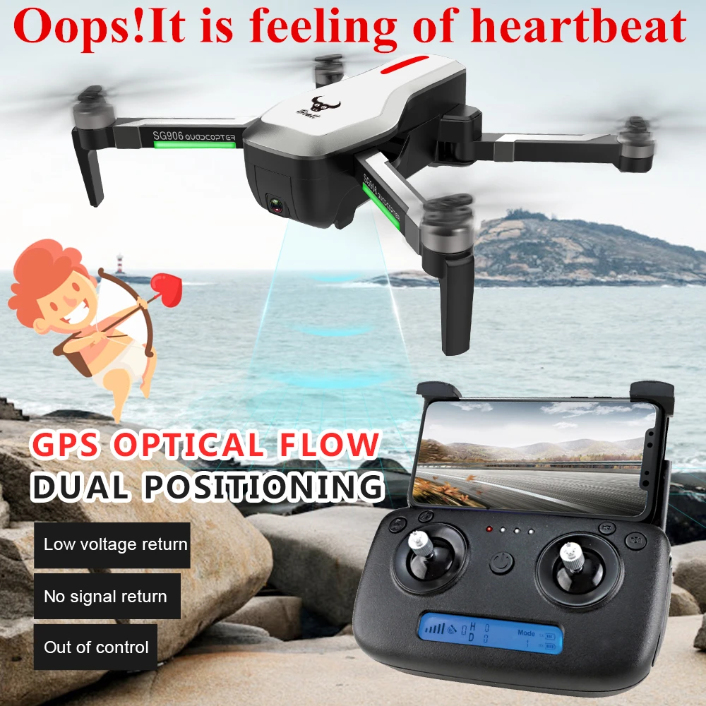 SG906 RC Дрон Квадрокоптер с камерой 4 к Profissional gps следуй за мной дроны