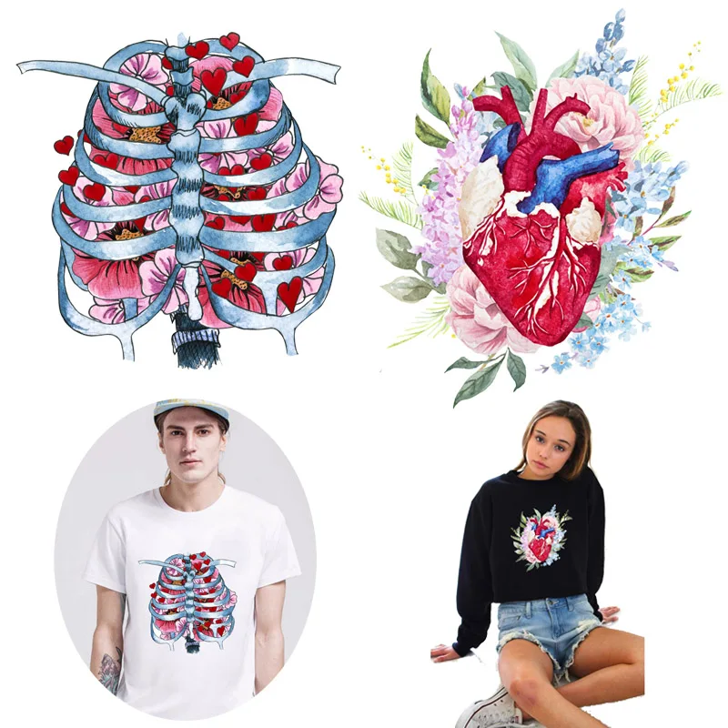 

Prajna Iron On Transfers Heat Transfer Vinyl Patches For Clothes Jacket Thermal Skeleton Patch Heart PVC Applique Badge Washable