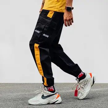 

Letter Embroidery Harem Pants Men 2019 Fashion Casual Streetwear Color Patchwork Ankle-length Skateboard Joggers