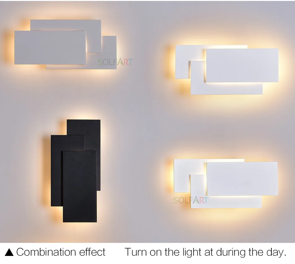 Светодиодный настенный светильник, настенный светильник, современный настенный светильник, прозрачный, алюминиевый, окрашенный, белый, черный, настенный светильник