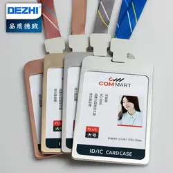 DEZHI-100 * мм 70 мм Высокое качество металла держатель для бейджа плюс Стиль ID карт IC чехол с шнурком, на заказ логотип, выставки поставки