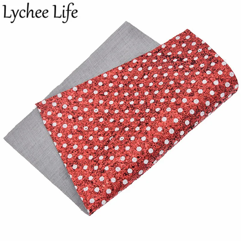 Lychee Life Dots блестящая синтетическая ткань A4 PU ткань с разноцветными блестками DIY Современная домашняя одежда текстиль швейная ткань аксессуары