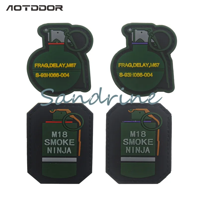 

M18 SMOKE NINJA FRAG DELAY Military Army Tactical Morale PVC Rubber Patches For Clothes Clothing Emblem Appliques Badges