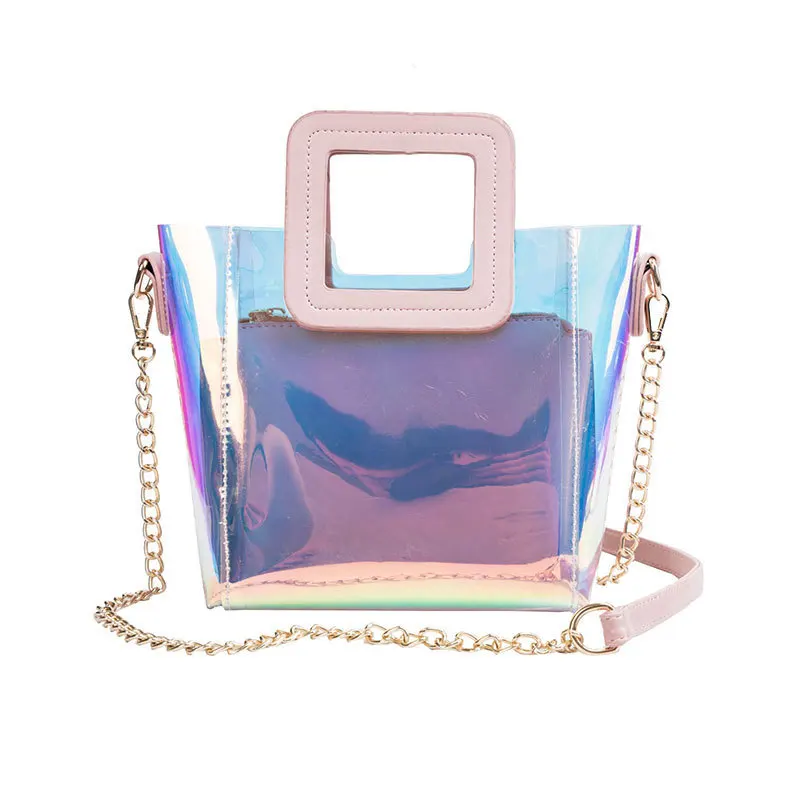 US New Women Transparent Handbag Beach Clear Jelly Crystal Purse Crossbody Bags