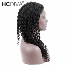 Mongolian Kinky Curly 360 lace frontal wig 22x4x2 Pre Plucked Non-Remy Natural Black For Women Human Hair Wigs HCDIVA Hair
