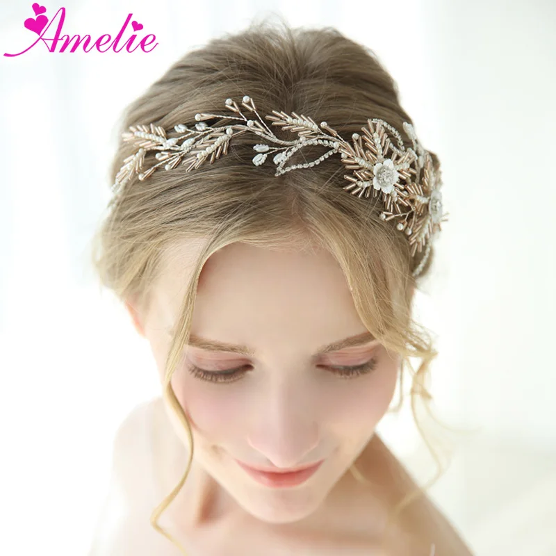 Vestido de novia Diamante Boda de cristal de Vid Cabello Accesorios Con Cuentas Cabello Halo