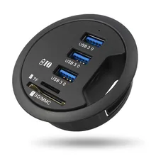 Крепление на стол 3-Порты и разъёмы USB 3,0 HUB адаптер с SD кард-ридер для ПК/планшетный разъем и играть плотно прилегают к 3-дюймовым втулка отверстие Plug& play