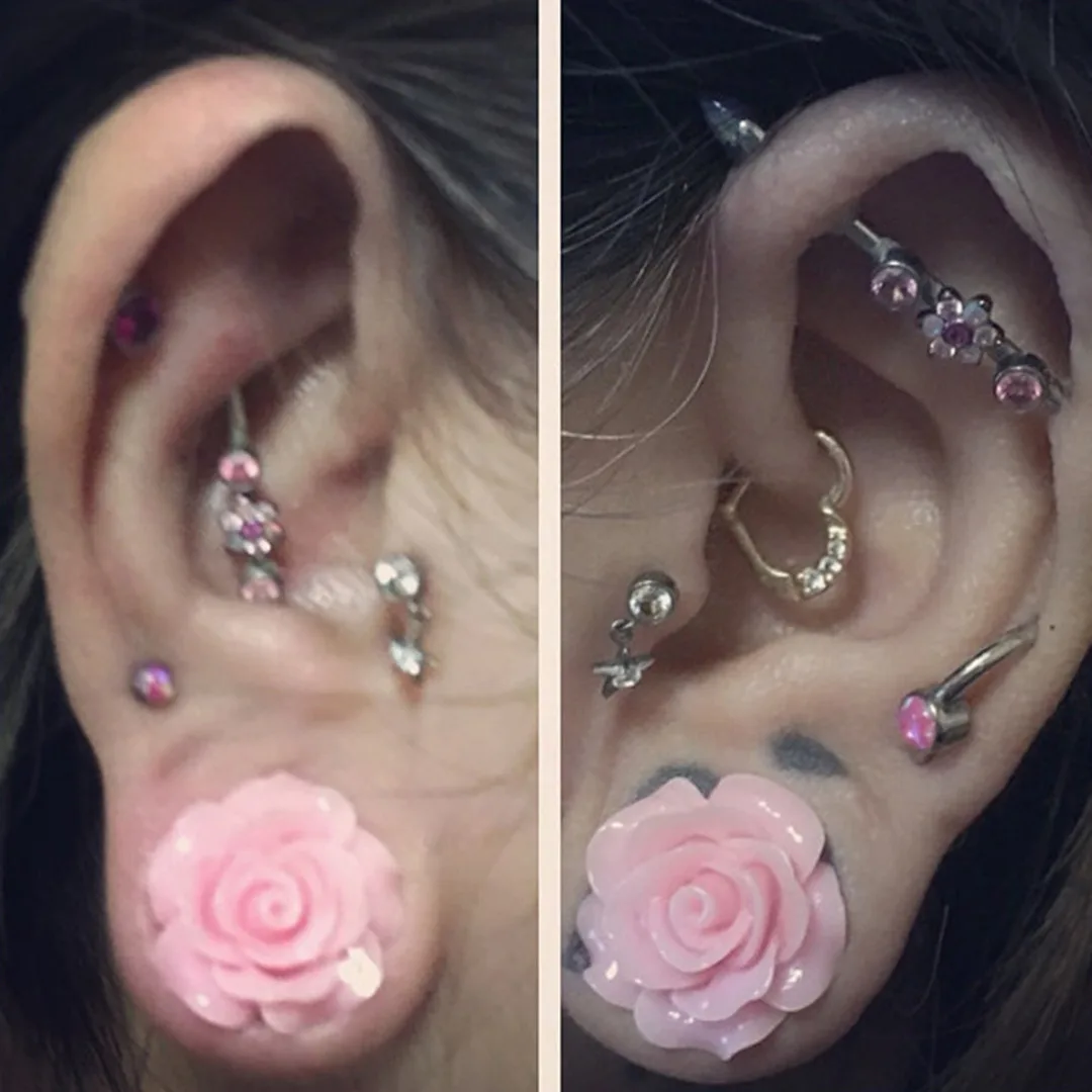 1Pair Rose Acrylic Double Saddle Ear Plugs Fashion r Ear Gauge Plugs Tunnels Stretcher Expander For Women Jewelry 8mm-25mm