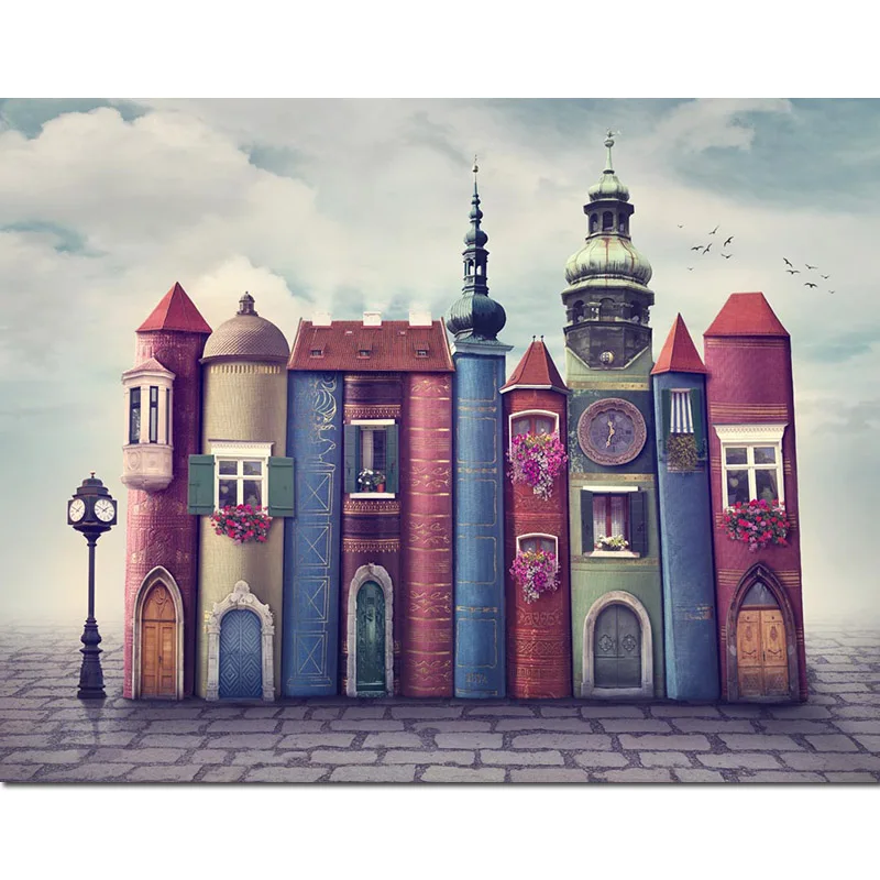 

Full Drill Square 5d Diy Diamond Painting Fantasy Book Castle Diamond Embroidery Cartoon Scape Cloudy Needlework Home Decor X52