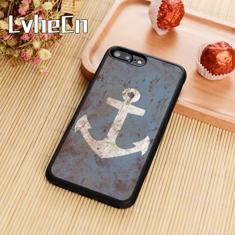 

LvheCn Anchor minimal Black Plastic Phone Case Cover For iPhone 5s SE 6 6s 7 8 plus 10 X Samsung Galaxy S5 S6 S7 edge S8 S9 plus