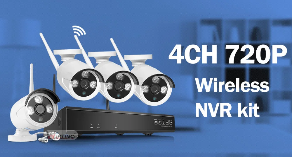 Wistino HD 720 P видеонаблюдения Системы 4CH NVR комплект Беспроводной P2P Открытый ИК Ночное Видение безопасности 4 шт WI-FI набор IP камер Plug and Play