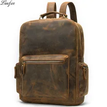 Crazy horse, мужской рюкзак из натуральной кожи, 14 дюймов, сумка для ноутбука, деловая, винтажная, коровья кожа, рюкзак для путешествий, мужской рюкзак, школьные сумки