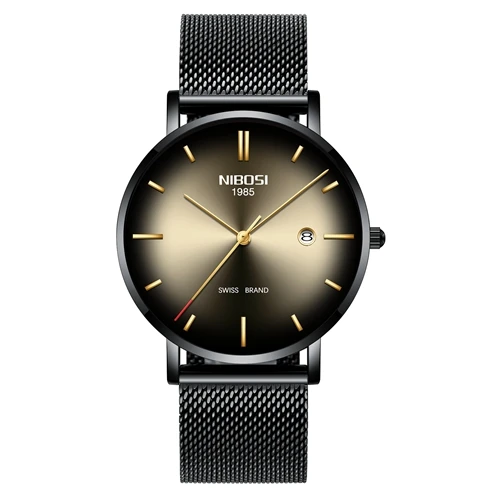 NIBOSI мужские s часы Лидирующий бренд роскошные золотые кварцевые мужские часы с сетчатым ремешком повседневные спортивные водонепроницаемые мужские часы Relogio Masculino - Цвет: 09