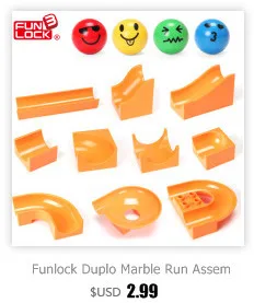 Funlock Duplo marble Run, пластиковые блоки для сборки, детали для детей, креативные развивающие строительные игрушки для детей