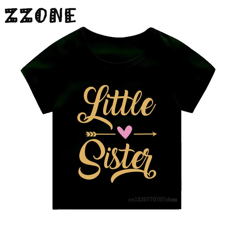 Детская футболка с надписью «Little Sister»; детские летние топы; повседневные футболки для девочек; забавная одежда для малышей; 2182H
