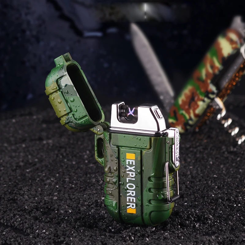 

Double Arc Lighter Waterproof Outdoor Survival Camping Plasma Electronic Cigarette Lighter USB Electronic Lighter PulseFlameless