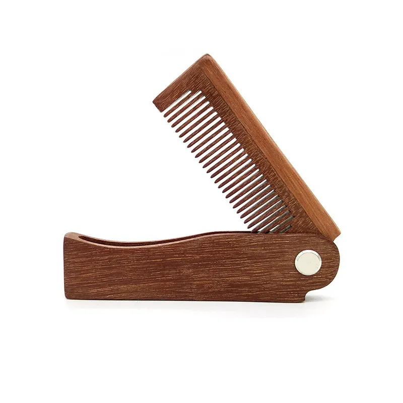 Мужской портативный деревянный складной гребень, мини карманный гребень, инструмент для ухода за бородой, инструмент для укладки бороды - Цвет: F241