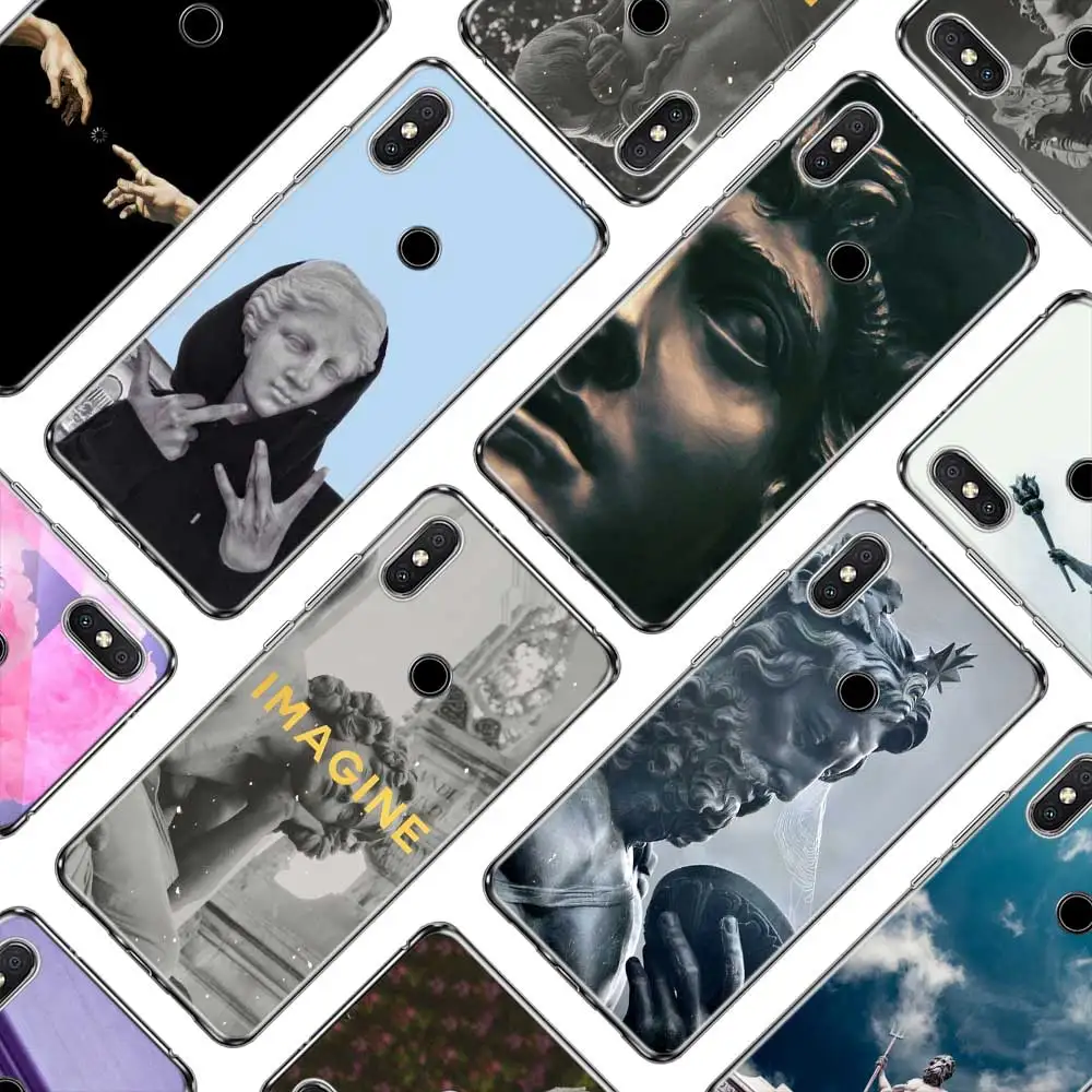 

Transparent Soft Silicone Phone Case Retro Vintage Art Statue for Xiaomi A1 A2 8 F1 Redmi S2 Note 4X 5 6 5A 6A Pro Lite Plus