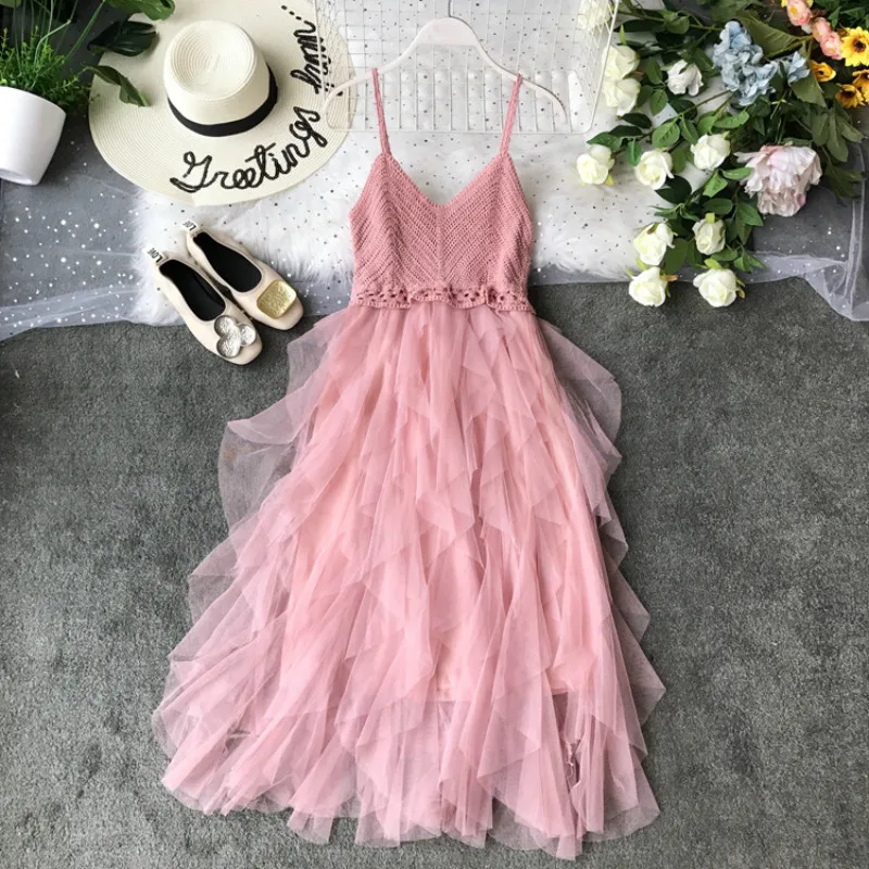 

Summer Dress Women Clothes 2019 Sexy Beach Party Dress Korean Vintage Women's Dresses Mesh White Dress Elegant Vestidos ZT2511