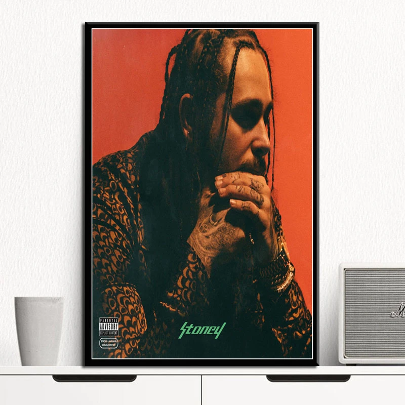 P078 Post Malone Hot Album Stoney Psycho New Music Cover Hip Hop Rap Art Painting Silk Canvas Poster Wall Home Decor Artwork Painting Calligraphy Aliexpress