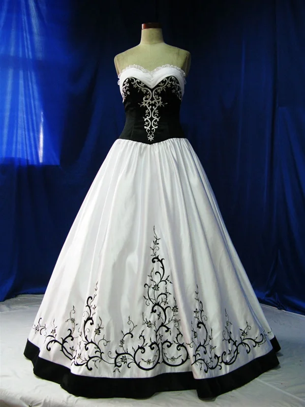 Black And White Two Tones Vintage Gothic Wedding Dresses Strapless