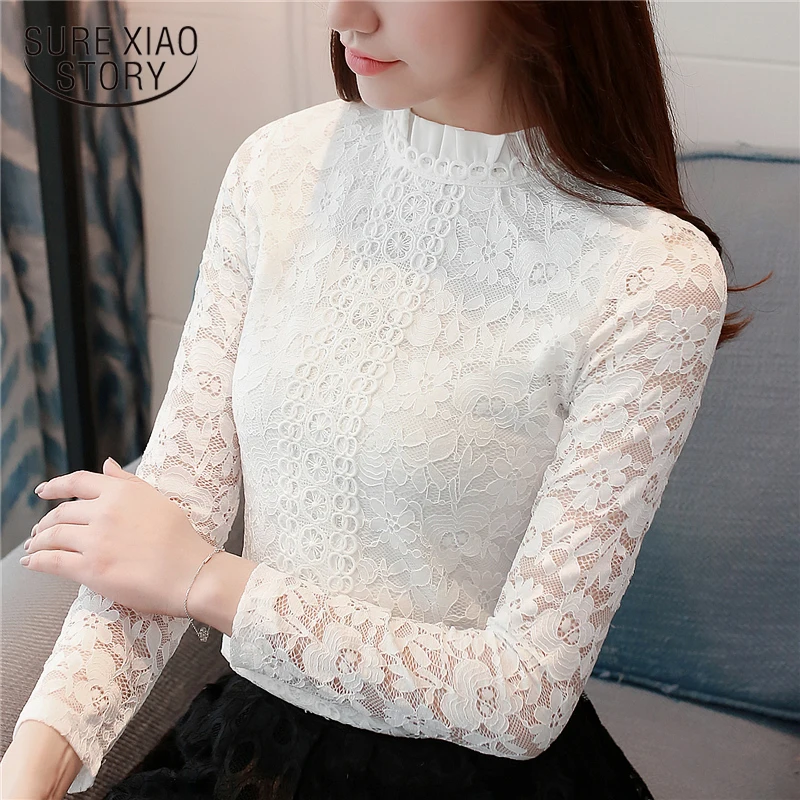 

fashion woman blouses 2018 clothes women tops long sleeve women shirts pink hollow lace blouse shirt blusas femininas 1516 45