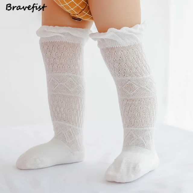 1 Pair Summer Girls Baby Thigh High Over Knee Socks 0 3Y Cotton Long Socks Children Cute Thin