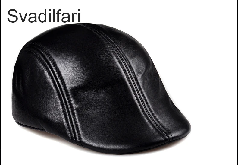 kangol tropic monty Svadilfari Genuine Leather Berets For Men Casual Black Duckbill Ivy Caps Male Spring Luxury Italian Brand Directors Flat Hats men's french beret