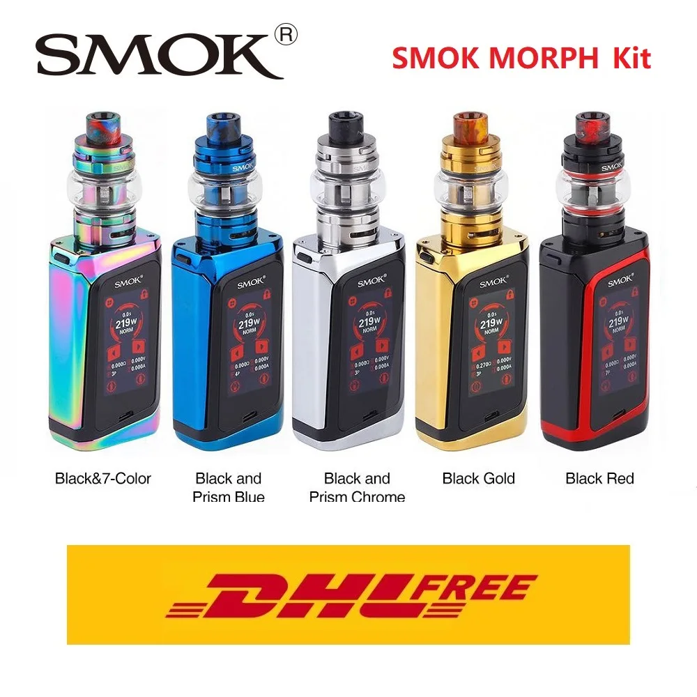 DHL бесплатно! SMOK MORPH Vape Kit 219 Вт MORPH MOD с 6 мл TF2019 танк и 0,001 s скорость стрельбы по Двойной 18650 vs SMOK видов/Gen Kit