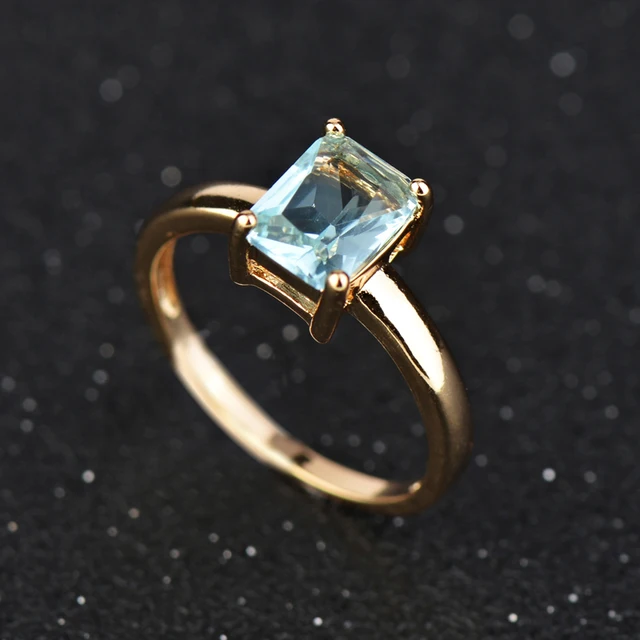 Wholesale & Retail ! Gold Colour Blue Crystal CZ Fashion Jewelry Wedding Ring J0 Wholesale & Retail ! Gold Colour Blue Crystal CZ Fashion Jewelry Wedding Ring J0