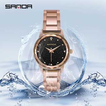 

Sanda best selling women Stainless Steel Watch starry sky Luxury Web celebrity table Ladies Geometric Surface Quartz Watches