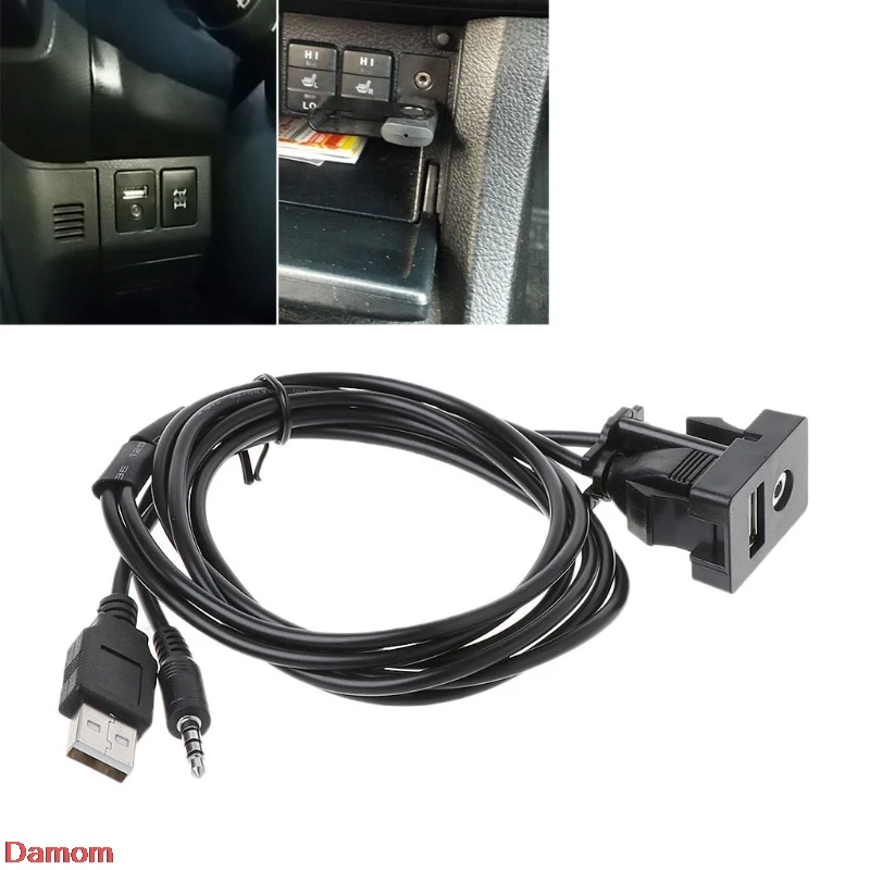 Автомобильный 3,5 мм AUX USB кабель-удлинитель панель для наушников штекер Адаптер для крепления