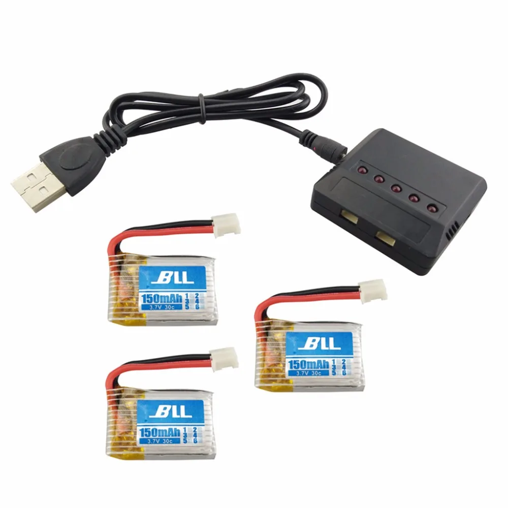 Quadrocopter Parts 3PCS 3.7V 150mah Lithium Battery + 1 Charger 5