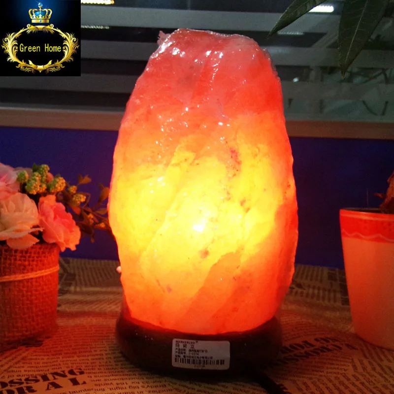 Гималайская соляная лампа натуральный минеральный Каменный светильник с нимом деревянным основанием+ вилка+ выключатель+ 3 Вт лампа для очистки воздуха