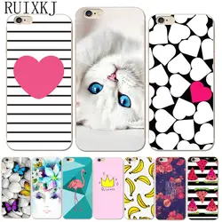 Ruixkj Телефон чехол для Coque iPhone 5S SE 6 6 S 7 8 плюс х Мягкие TPU чехол с цветочным рисунком фрукты кактус листья Cat защитный В виде ракушки