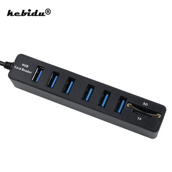 

kebidu USB Hub 6 Ports High Speed USB 2.0 Hub Splitter Multi USB Combo 2 In 1 SD/TF Card Reader For Windows PC Laptop Computer
