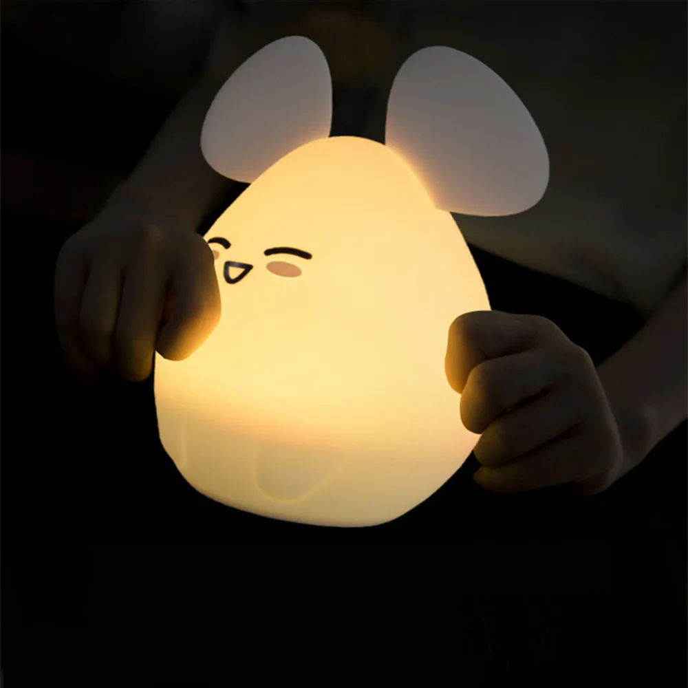 SuperNight Cute Cartoon Cat Mice LED Night Light Touch Sensor Colorful Silicone Bedside Table Lamp for Children Kids Baby Gift (4)