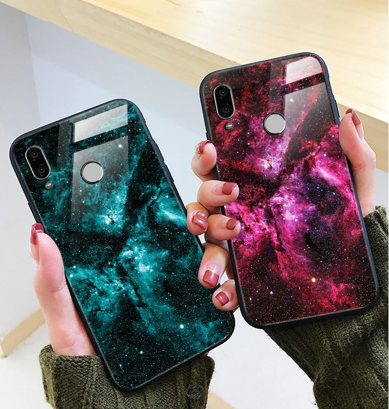 Hisomone Glass Silicone Case For Huawei P20 Lite P Smart Luxury Space Back Cover Case For Huawei Honor 9 Lite 10 Mate 20 Lite
