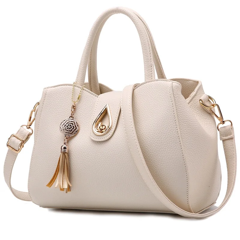 Новинка, женская сумка с кисточкой и подвеской, сумка-мессенджер с блестками, Вместительная женская сумка через плечо - Цвет: WHITE