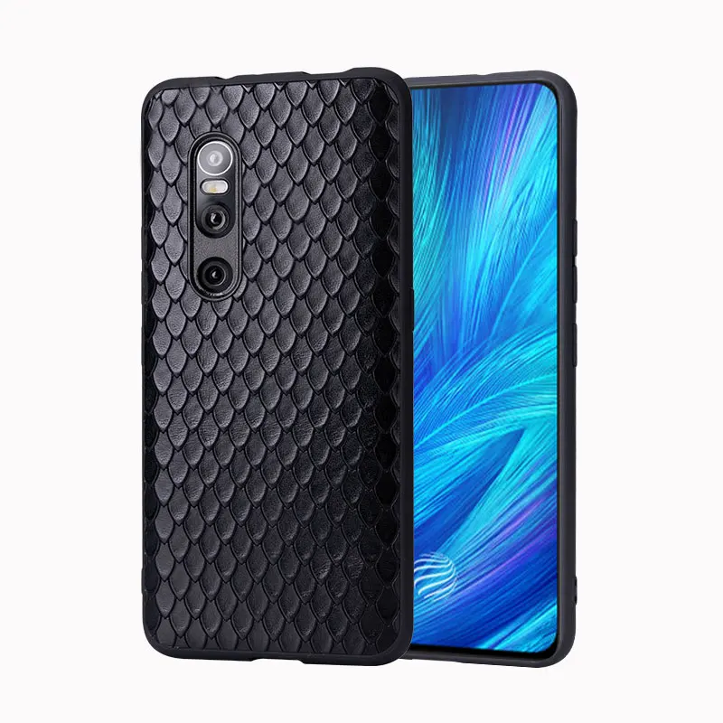 

For VIVO X27 Phone Case Fitted Leather Case Men Women Genuine Leather Fish scale pattern Water Proof Dirt-resistant Anti-knock