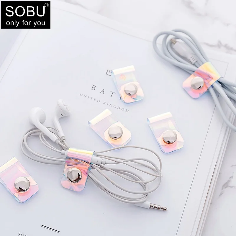 10 Pcs/lot Travel accessories Laser transparent Cable Winder Earphone Protector USB Phone Holder Accessory Packe Organizers H139