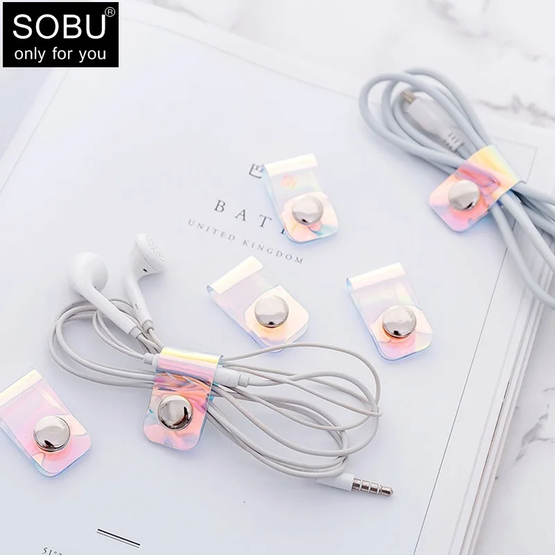 Accesorios de viaje para auriculares, enrollador de Cable transparente láser, Protector de auriculares, soporte de teléfono USB, accesorios, organizadores, H139, 5 unids/lote