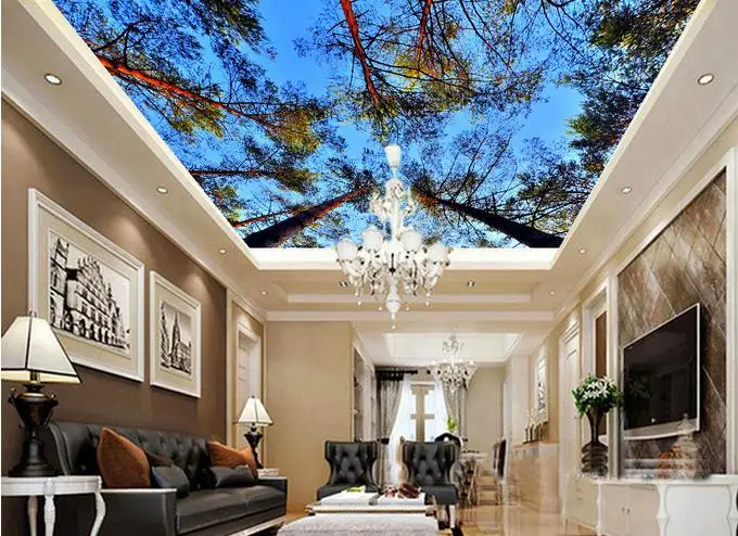 

photo wallpaper customize 3d Trees under the blue sky ceiling murals wallpaper bedroom ceiling 3d ceiling stereoscopic wallpaper