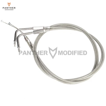 

43-1/2" 110cm Motorcycle Braided Throttle Cable Wires Moto Speed Line case for Harley Road King Fatbay Softail Dyna FL FX FXST