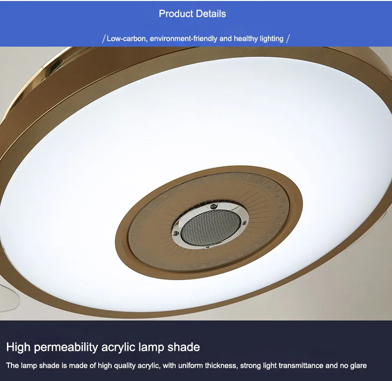 Светодиодный светильник с Bluetooth и музыкальным вентилятором, ультра-тихий, интеллектуальный, с дистанционным управлением, телескопический потолочный вентилятор, светильник для ресторана, гостиной