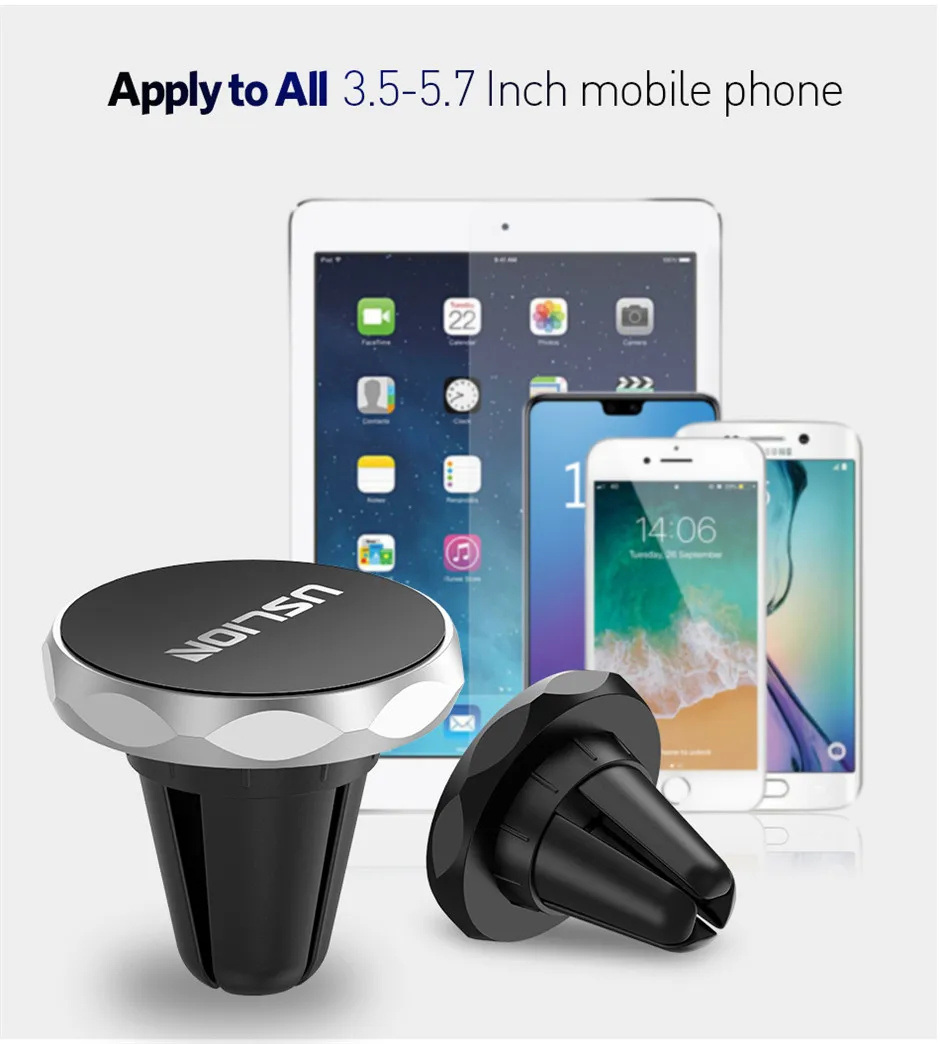 USLION Автомобильный держатель для телефона, автомобильная подставка для iPhone X 8 7 6 Plus, универсальный магнитный держатель для мобильного телефона с креплением на вентиляционное отверстие, магнитный держатель для gps навигации