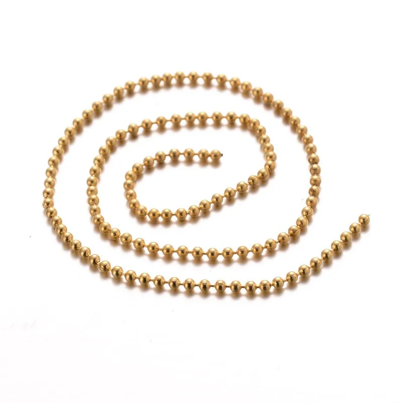 50m/lot 1.5-4.0mm High Quality 316L Stainless Steel Golden Metal Jewelry Making Ball Beaded Chain Necklace Bracelet Key | Украшения и