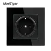 Minitiger-prise électrique murale 16a, panneau en verre cristal, normes ue, noir, blanc, or, gris ► Photo 2/6