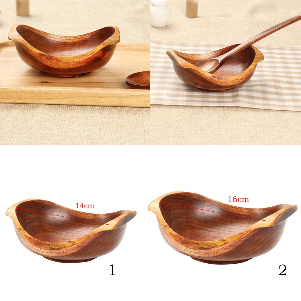 

Japanese Style Oval Boatshape Salad Bowl Wooden Handcrafted Bowl Salad Bowl Fruit Bowl Home Kitchen Tableware