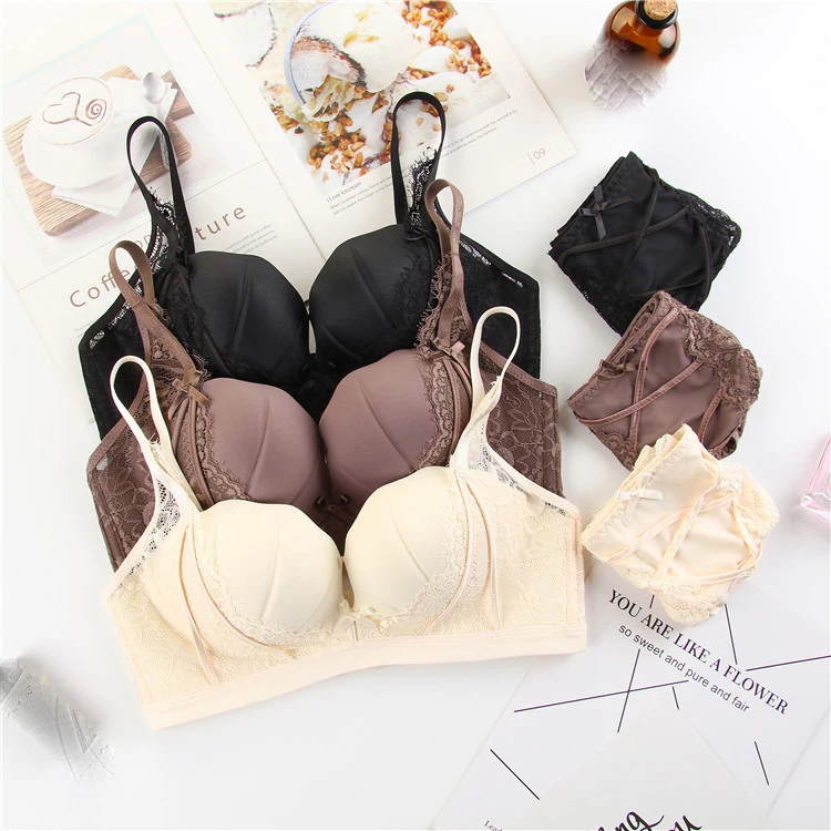 fashion wireless bra set push up adjustable bra with hands and lace panties women seamless sexy underwear girls lingerie